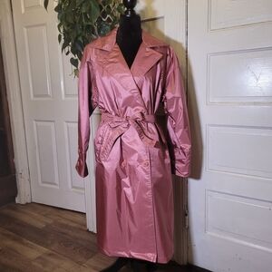 Vtg 80s Pink Trench Coat